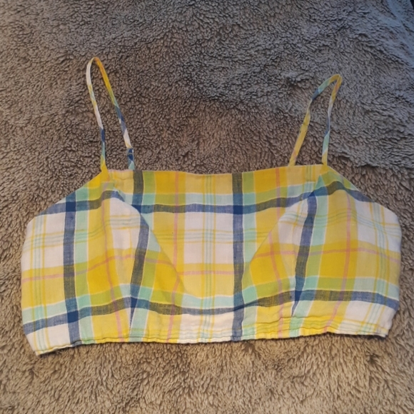 Yellow Plaid Crop Top - Picture 1 of 2